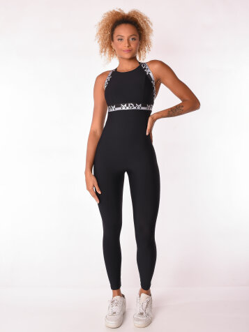 MAGIA DO MAR elastischer Gym Overall Farbe schwarz/silber Größe S